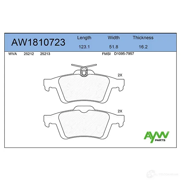 Тормозные колодки задние AYWIPARTS AW1810723 6VVEW X 4381805 изображение 0