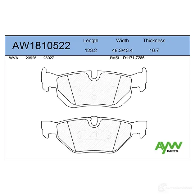 Тормозные колодки задние AYWIPARTS LM0 ON AW1810522 4381651 изображение 0