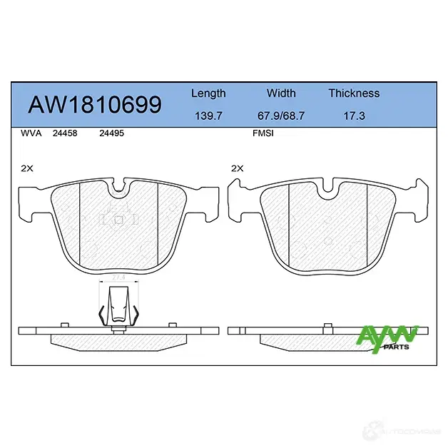 Тормозные колодки задние AYWIPARTS AW1810699 8OM1 EA 4381796