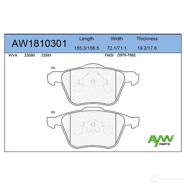 Тормозные колодки передние AYWIPARTS 4381439 AW1810301 XI5WM 17 изображение 0