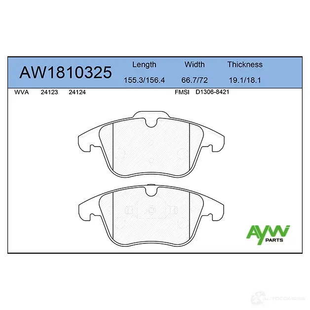 Тормозные колодки передние AYWIPARTS 2D2 1OVW 4381460 AW1810325 изображение 0