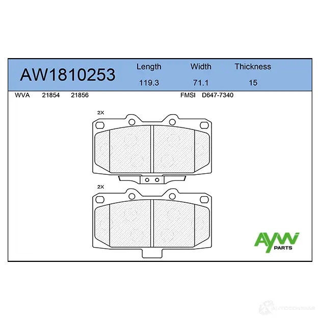 Тормозные колодки передние AYWIPARTS AW1810253 ZS DZT 4381393 изображение 0