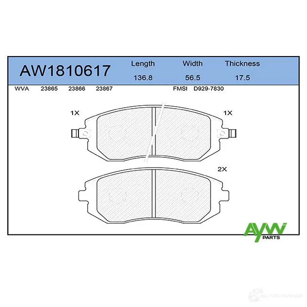 Тормозные колодки передние AYWIPARTS 4381740 VCK9 8CI AW1810617 изображение 0