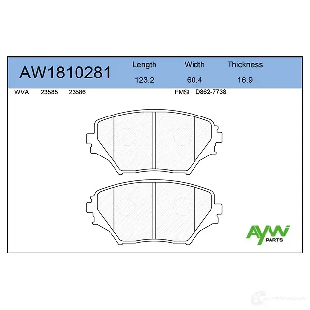 Тормозные колодки передние AYWIPARTS W5O BQ 4381421 AW1810281 изображение 0