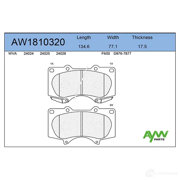 Тормозные колодки передние AYWIPARTS AW1810320 4381455 QTED 32X изображение 0