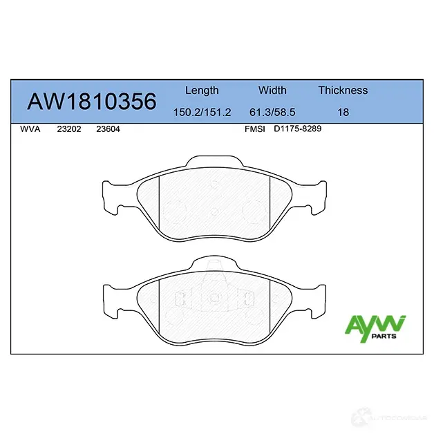Тормозные колодки передние AYWIPARTS 4381489 KETDI P AW1810356