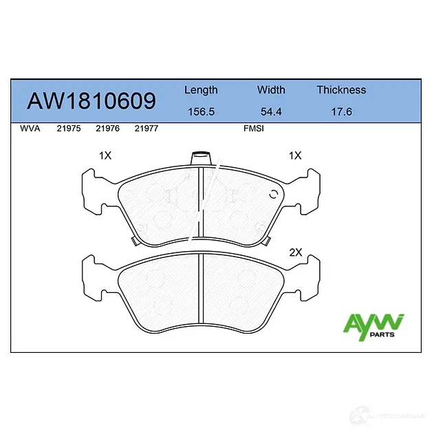 Тормозные колодки передние AYWIPARTS WRV 30 AW1810609 4381732 изображение 0
