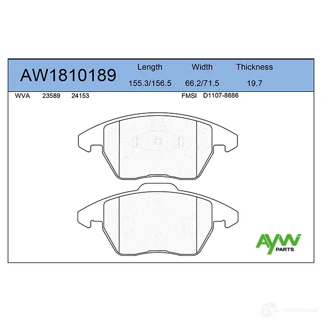 Тормозные колодки передние AYWIPARTS F8D6V 6 4381330 AW1810189 изображение 0