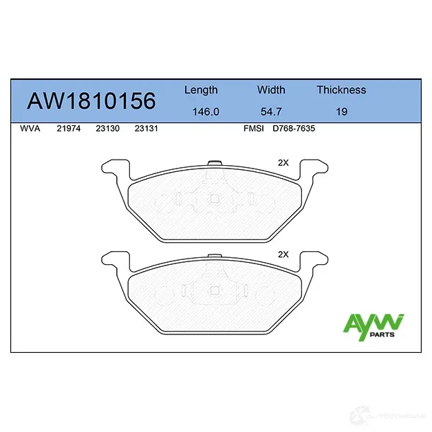 Тормозные колодки передние AYWIPARTS AW1810156 4381298 AJ0U7 0X изображение 0