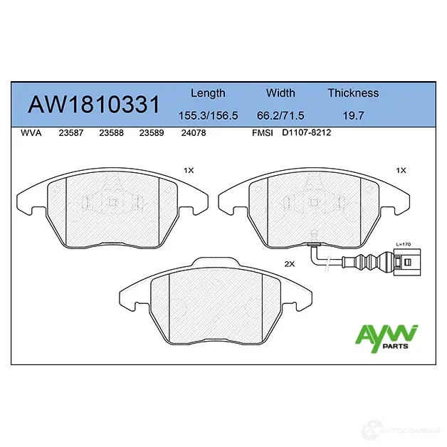 Тормозные колодки передние AYWIPARTS AW1810331 ADDU0 D 4381465 изображение 0