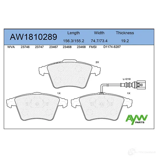 Тормозные колодки передние AYWIPARTS AW1810289 4381428 FOJ HV изображение 0