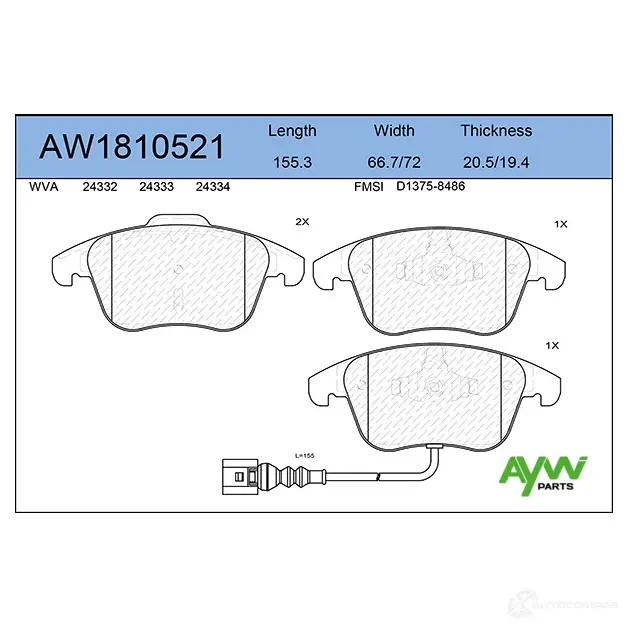 Тормозные колодки передние AYWIPARTS G9 W5H AW1810521 4381650 изображение 0