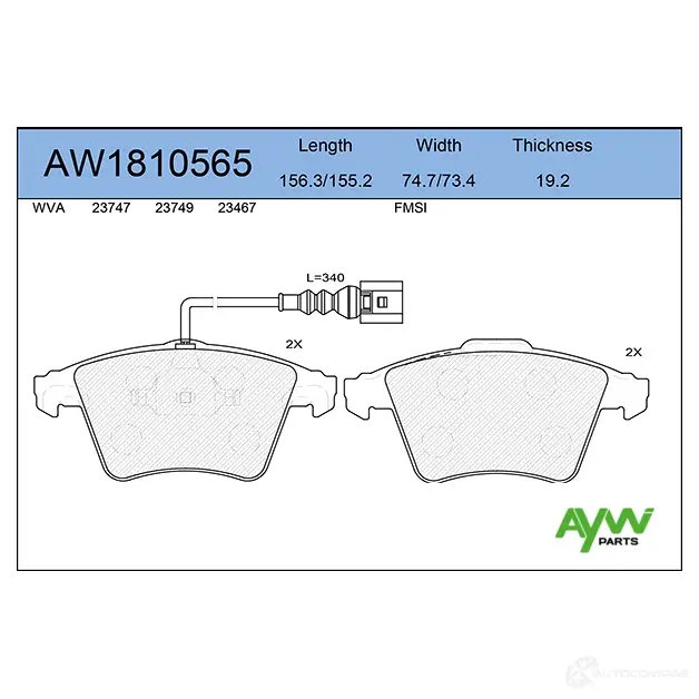 Тормозные колодки передние AYWIPARTS 4381691 AW1810565 8WM Q167 изображение 0