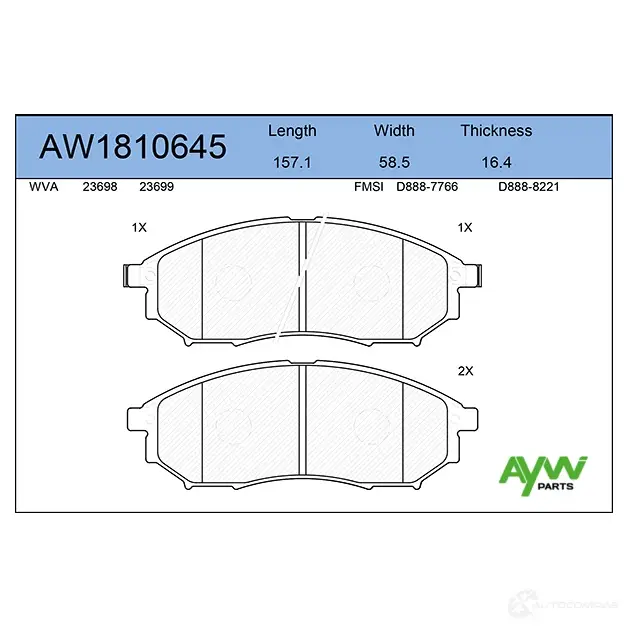 Тормозные колодки передние AYWIPARTS 4381767 AW1810645 S0 J80C4 изображение 0