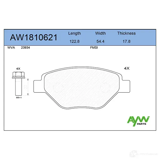 Тормозные колодки передние AYWIPARTS VPOL CJ 4381744 AW1810621