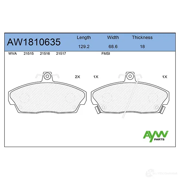 Тормозные колодки передние AYWIPARTS AW1810635 4381757 G0VXI Q изображение 0