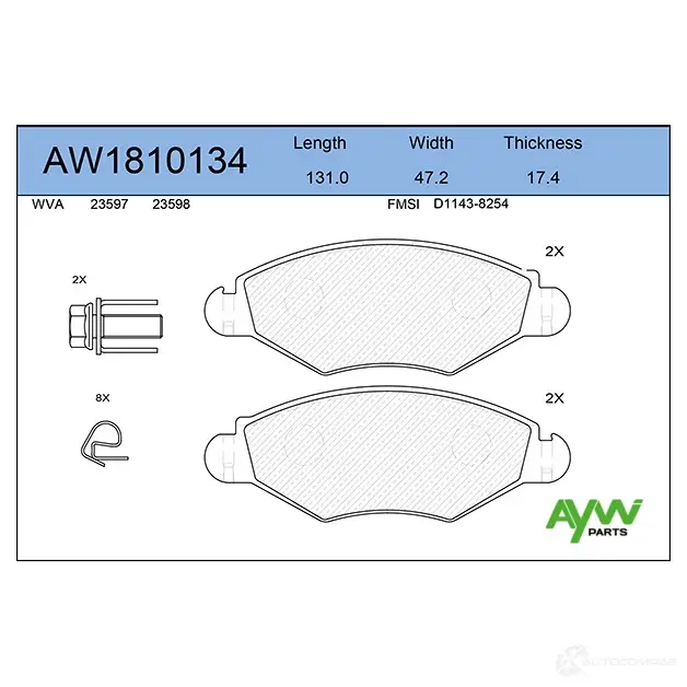 Тормозные колодки передние AYWIPARTS AW1810134 4381278 FNLO Y1B