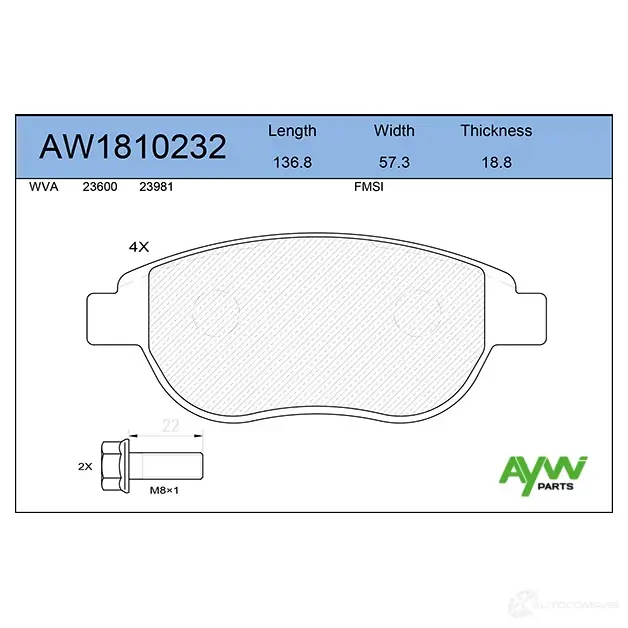 Тормозные колодки передние AYWIPARTS 4381372 R IPM4J AW1810232