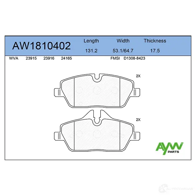 Тормозные колодки передние AYWIPARTS AW1810402 4381533 R M4K7I изображение 0