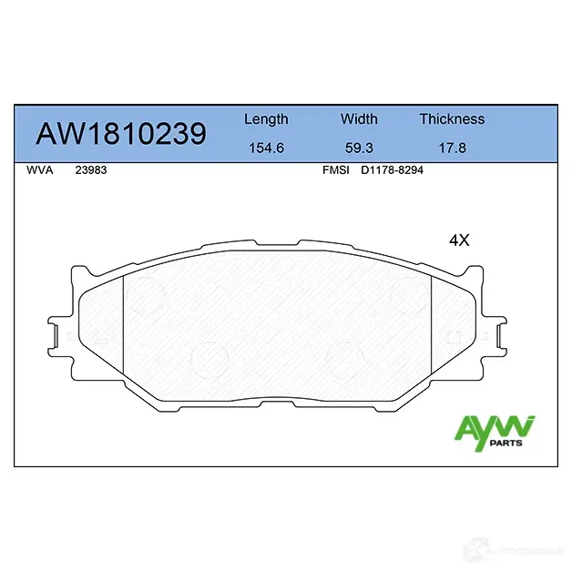 Тормозные колодки передние AYWIPARTS 4381379 2M 97F AW1810239 изображение 0