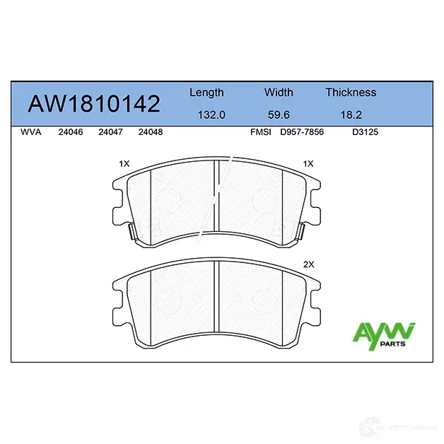 Тормозные колодки передние AYWIPARTS 4381284 3T W6BLF AW1810142 изображение 0