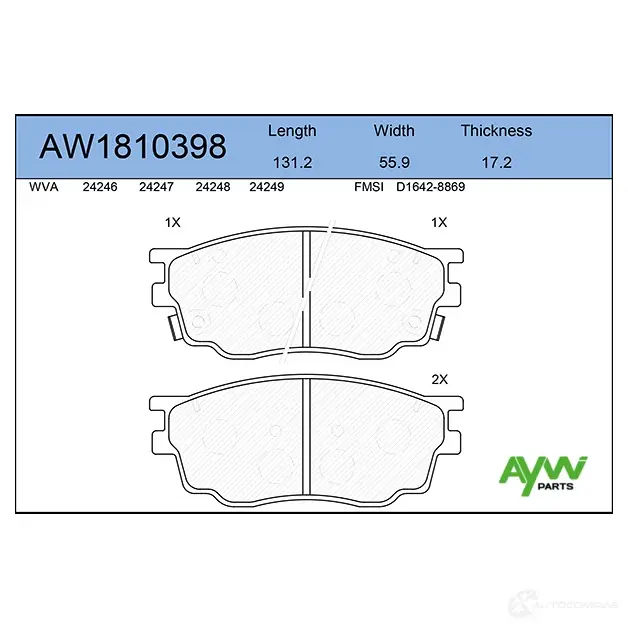 Тормозные колодки передние AYWIPARTS 21 B86 4381529 AW1810398 изображение 0