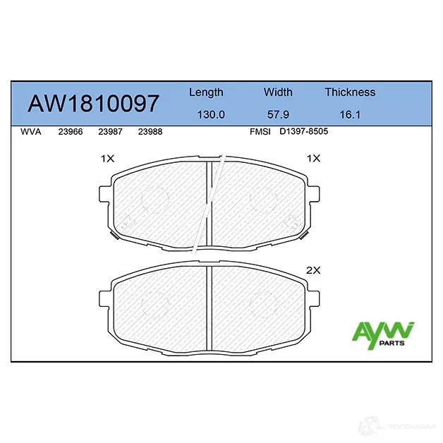Тормозные колодки передние AYWIPARTS AW1810097 4381241 Y1FLQ1 X изображение 0