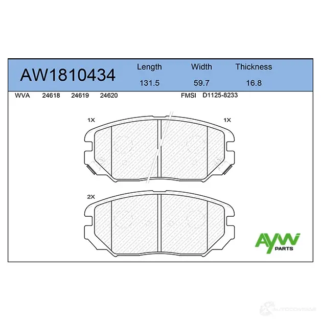 Тормозные колодки передние AYWIPARTS FHB NWK AW1810434 4381564