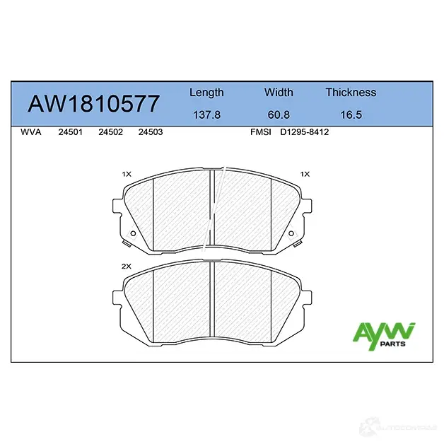 Тормозные колодки передние AYWIPARTS AW1810577 4381702 71O5F H изображение 0