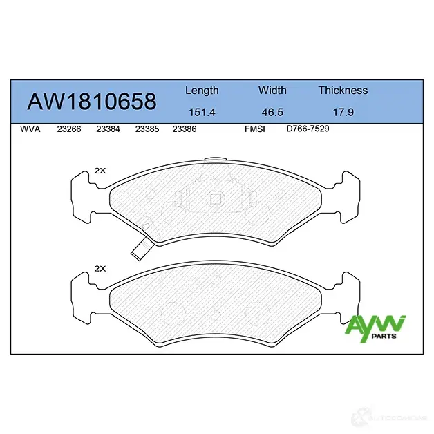 Тормозные колодки передние AYWIPARTS AW1810658 OSV FL 4381780 изображение 0