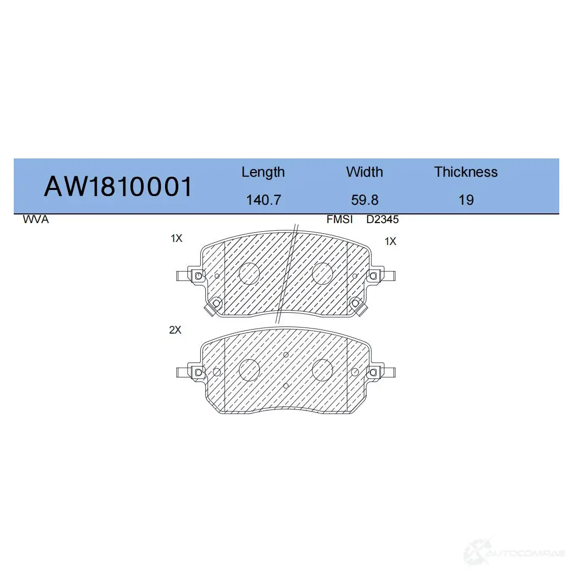 Тормозные колодки передние AYWIPARTS Z IMZSOU AW1810001 4381145 изображение 0