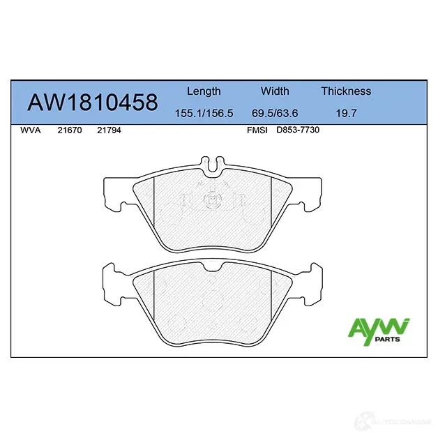 Тормозные колодки передние AYWIPARTS AW1810458 Q OEYSY 4381588 изображение 0