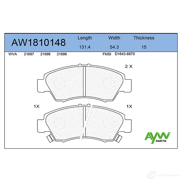 Тормозные колодки передние AYWIPARTS AW1810148 N Q11DR 4381290 изображение 0