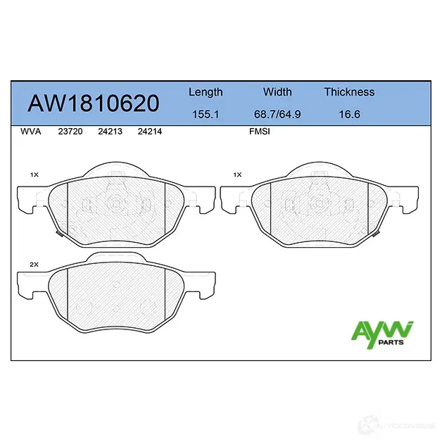 Тормозные колодки передние AYWIPARTS 4381743 39 VFJE8 AW1810620 изображение 0