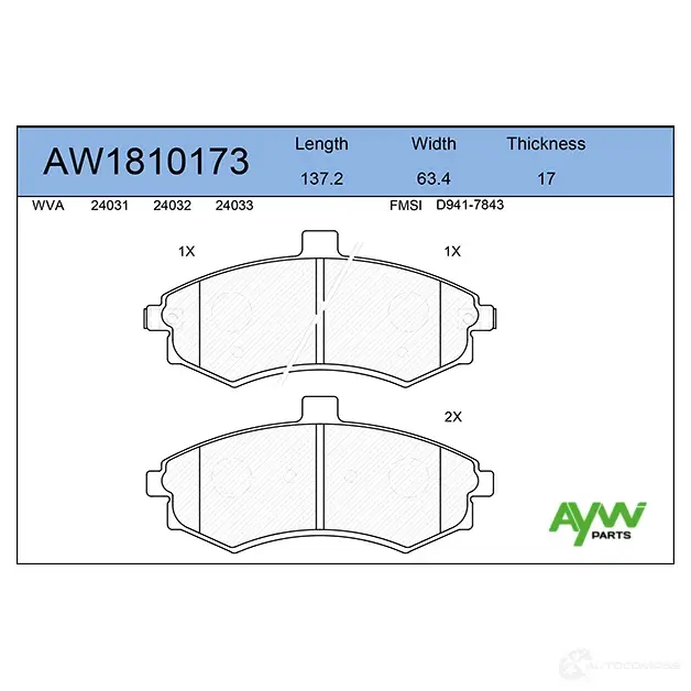 Тормозные колодки передние AYWIPARTS 2ZPF W2B 4381315 AW1810173 изображение 0