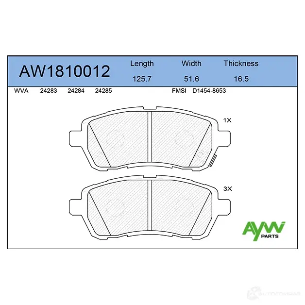 Тормозные колодки передние AYWIPARTS VBZO WT AW1810012 4381156 изображение 0