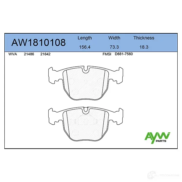 Тормозные колодки передние AYWIPARTS K43 VWA 4381252 AW1810108 изображение 0