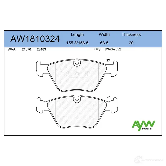 Тормозные колодки передние AYWIPARTS AW1810324 4381459 V SRLZ5T изображение 0