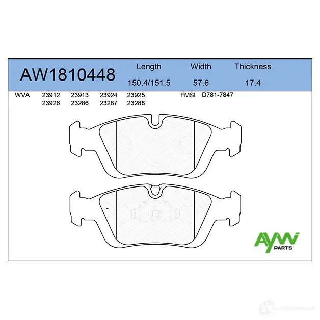 Тормозные колодки передние AYWIPARTS 4IGQ X 4381578 AW1810448 изображение 0
