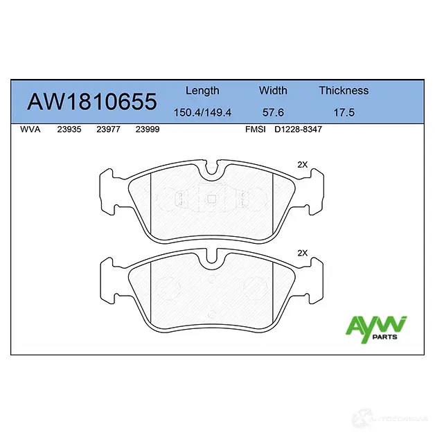 Тормозные колодки передние AYWIPARTS 4381777 SV QHQ8W AW1810655 изображение 0