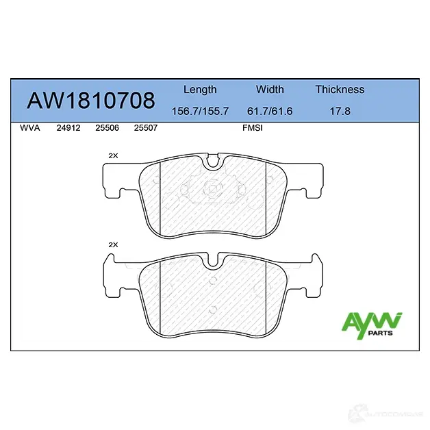 Тормозные колодки передние AYWIPARTS I9ZM6 V 4381801 AW1810708 изображение 0