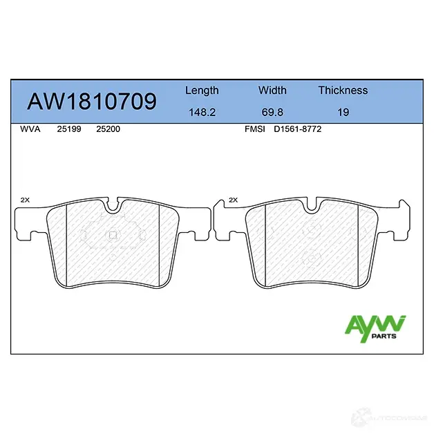 Тормозные колодки передние AYWIPARTS 4381802 AW1810709 ED9 SPA изображение 0