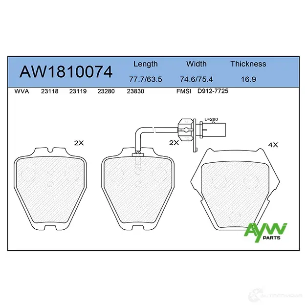 Тормозные колодки передние AYWIPARTS 4381218 QZ6 6FDB AW1810074 изображение 0