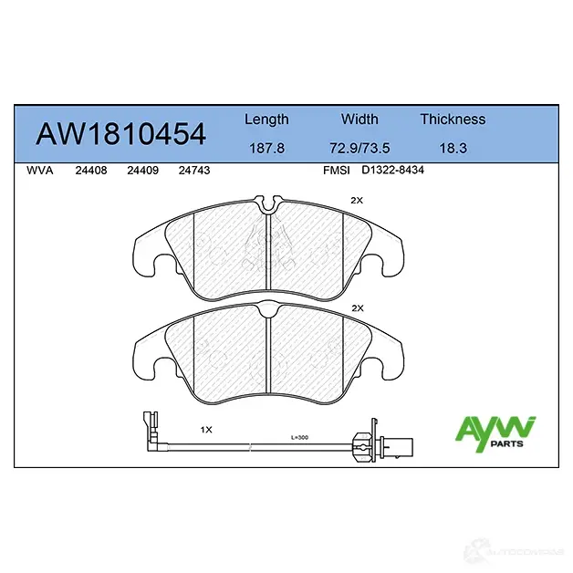 Тормозные колодки передние AYWIPARTS AW1810454 OA66Y1 V 4381584 изображение 0