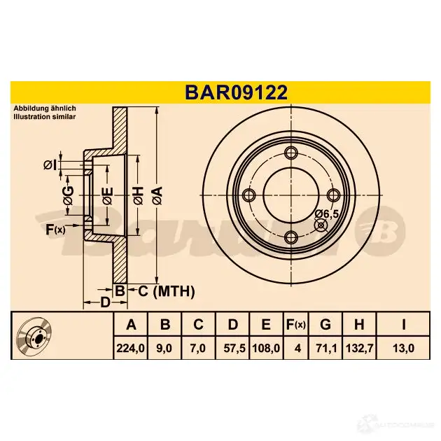 Тормозной диск BARUM bar09122 4006633329736 2814280 RC NIC изображение 0