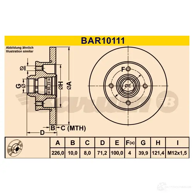 Тормозной диск BARUM bar10111 2814288 252 G3 4006633322058 изображение 0