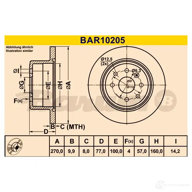 Тормозной диск BARUM G 3DPZN 2814301 4006633330909 bar10205 изображение 0