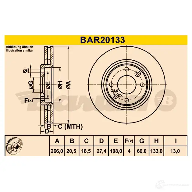 Тормозной диск BARUM 2814388 bar20133 RBCNE M 4006633322423 изображение 0