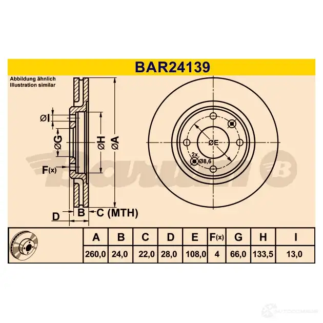 Тормозной диск BARUM 2814441 bar24139 4006633331289 CP TT3 изображение 0