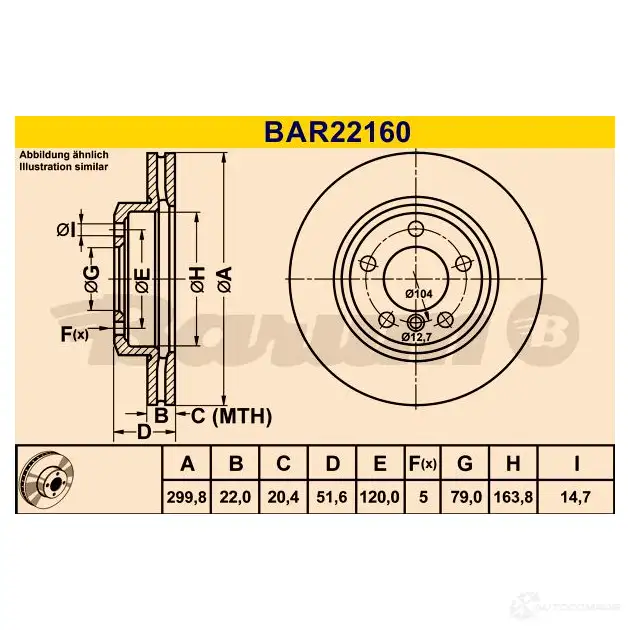 Тормозной диск BARUM RDK0 9JE bar22160 2814413 4006633325523 изображение 0